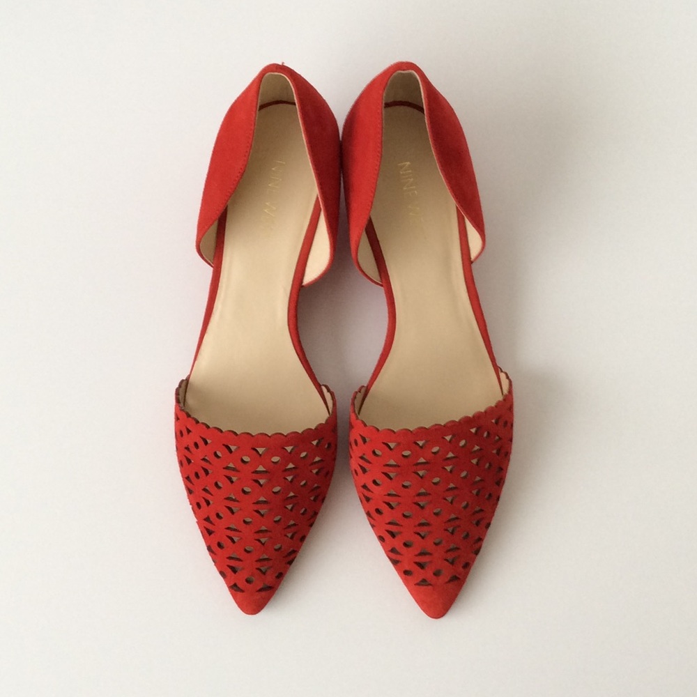 Nine West Burnt Orange Red Low Wedge Shoe